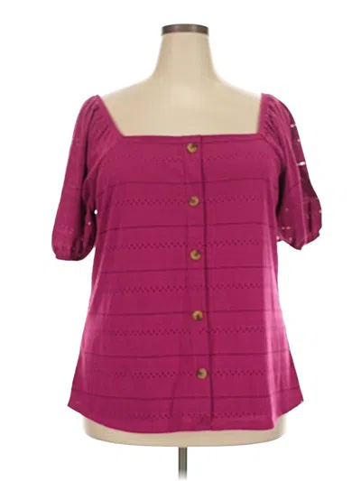 Pre-owned Lane Bryant Short Sleeve Blouse In Burgundy