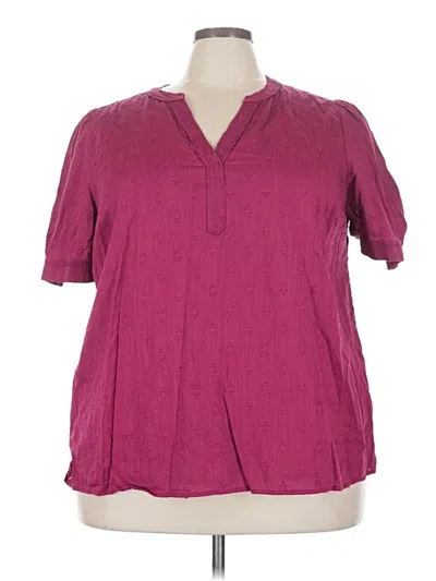 Pre-owned Lane Bryant Short Sleeve Blouse In Burgundy