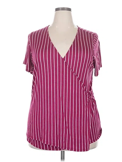 Pre-owned Lane Bryant Short Sleeve Blouse In Burgundy