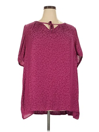 Pre-owned Lane Bryant Short Sleeve Blouse In Burgundy