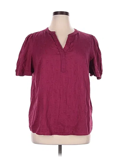 Pre-owned Lane Bryant Short Sleeve Blouse In Burgundy