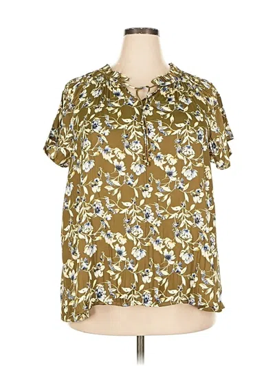 Pre-owned Lane Bryant Short Sleeve Blouse In Gold