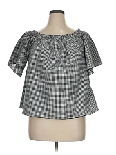 Pre-owned Lane Bryant Short Sleeve Blouse In Gray