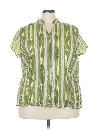 Pre-owned Lane Bryant Short Sleeve Blouse In Green