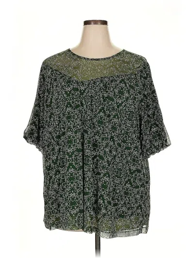 Pre-owned Lane Bryant Short Sleeve Blouse In Green