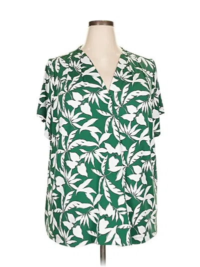 Pre-owned Lane Bryant Short Sleeve Blouse In Green