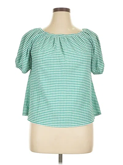 Pre-owned Lane Bryant Short Sleeve Blouse In Green