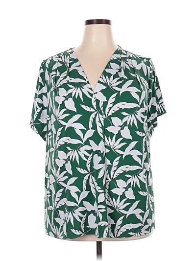Pre-owned Lane Bryant Short Sleeve Blouse In Green
