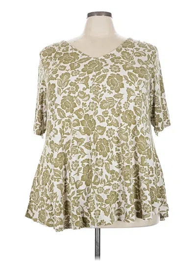 Pre-owned Lane Bryant Short Sleeve Blouse In Green