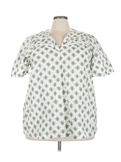 Pre-owned Lane Bryant Short Sleeve Blouse In Green