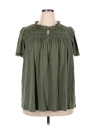 Pre-owned Lane Bryant Short Sleeve Blouse In Green