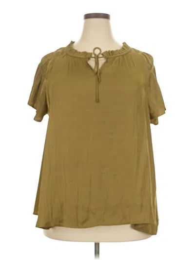 Pre-owned Lane Bryant Short Sleeve Blouse In Green