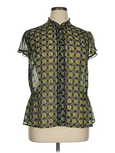 Pre-owned Lane Bryant Short Sleeve Blouse In Green