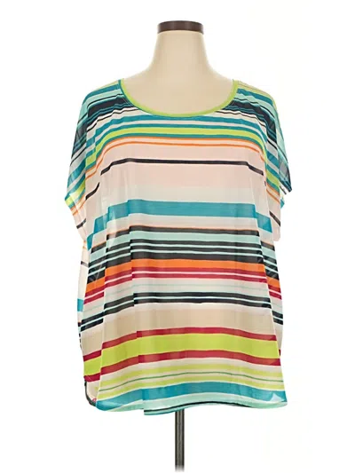 Pre-owned Lane Bryant Short Sleeve Blouse In Green
