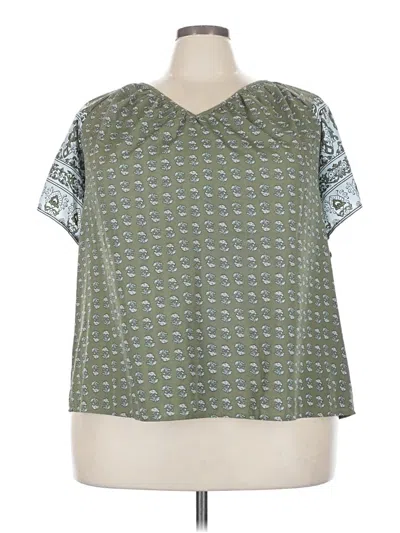 Pre-owned Lane Bryant Short Sleeve Blouse In Green
