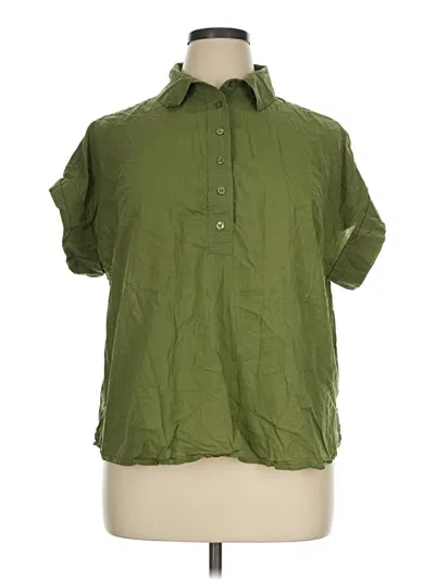 Pre-owned Lane Bryant Short Sleeve Blouse In Green