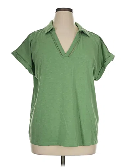 Pre-owned Lane Bryant Short Sleeve Blouse In Green