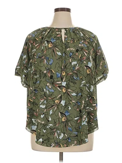 Pre-owned Lane Bryant Short Sleeve Blouse In Green