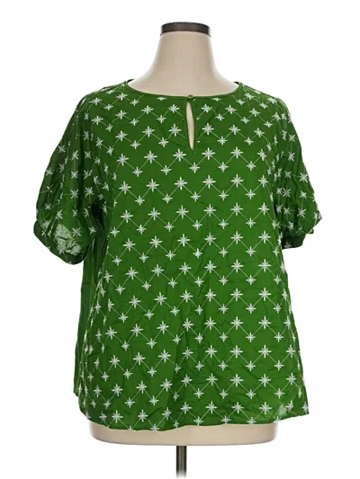 Pre-owned Lane Bryant Short Sleeve Blouse In Green