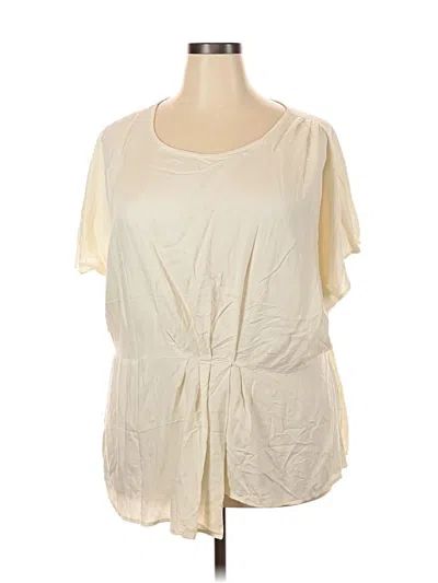 Pre-owned Lane Bryant Short Sleeve Blouse In Ivory