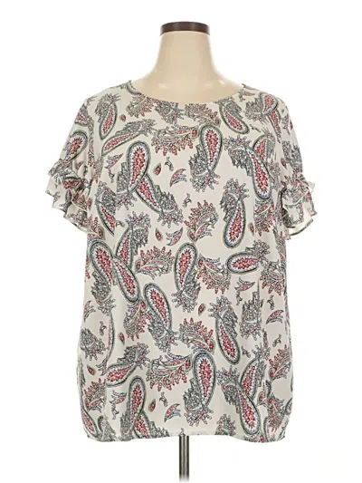 Pre-owned Lane Bryant Short Sleeve Blouse In Ivory