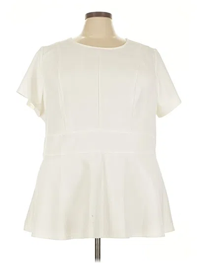 Pre-owned Lane Bryant Short Sleeve Blouse In Ivory