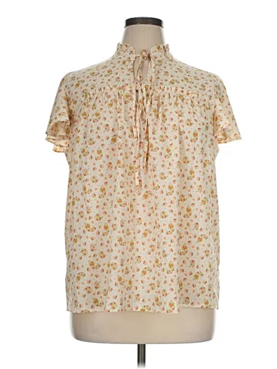Pre-owned Lane Bryant Short Sleeve Blouse In Ivory