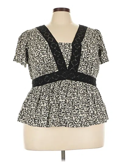 Pre-owned Lane Bryant Short Sleeve Blouse In Ivory