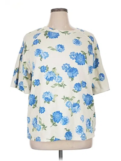 Pre-owned Lane Bryant Short Sleeve Blouse In Ivory