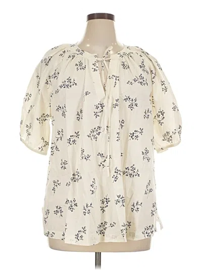 Pre-owned Lane Bryant Short Sleeve Blouse In Ivory