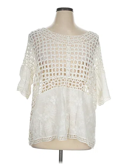 Pre-owned Lane Bryant Short Sleeve Blouse In Ivory