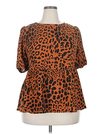 Pre-owned Lane Bryant Short Sleeve Blouse In Orange