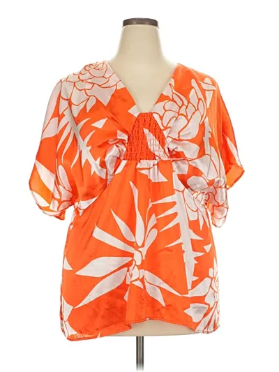 Pre-owned Lane Bryant Short Sleeve Blouse In Orange