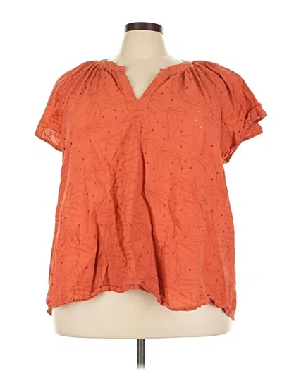 Pre-owned Lane Bryant Short Sleeve Blouse In Orange