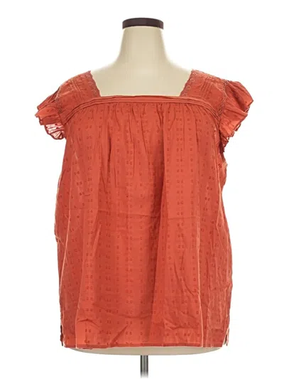 Pre-owned Lane Bryant Short Sleeve Blouse In Orange