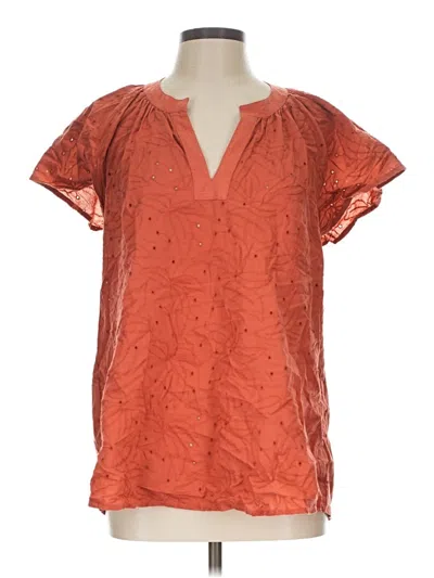 Pre-owned Lane Bryant Short Sleeve Blouse In Orange