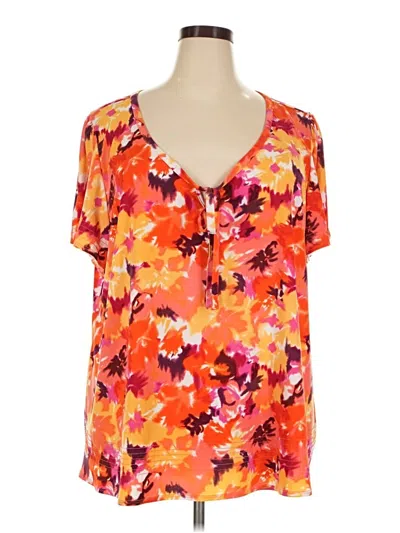 Pre-owned Lane Bryant Short Sleeve Blouse In Orange