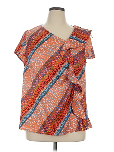 Pre-owned Lane Bryant Short Sleeve Blouse In Orange