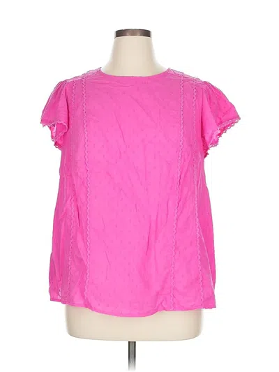 Pre-owned Lane Bryant Short Sleeve Blouse In Pink