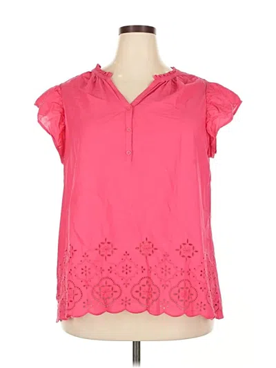 Pre-owned Lane Bryant Short Sleeve Blouse In Pink