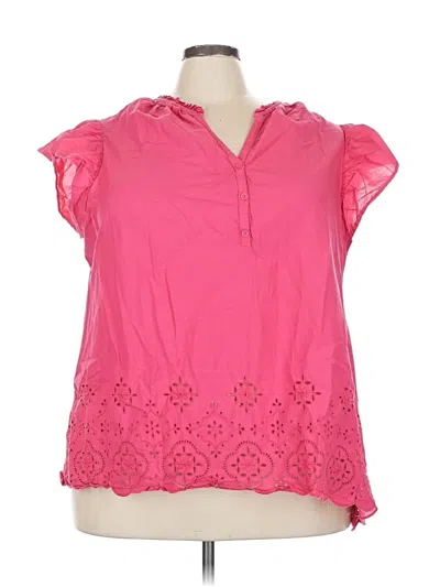 Pre-owned Lane Bryant Short Sleeve Blouse In Pink