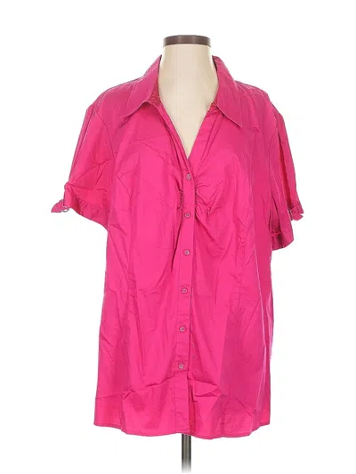 Pre-owned Lane Bryant Short Sleeve Blouse In Pink