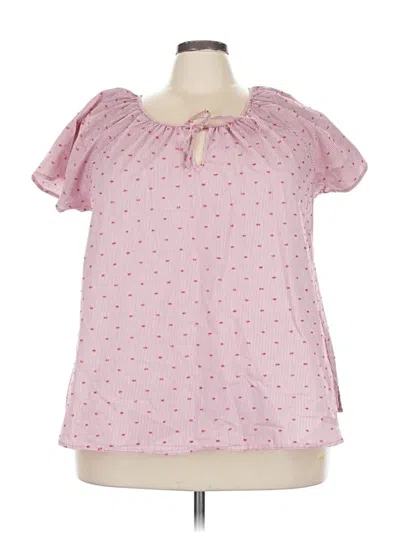 Pre-owned Lane Bryant Short Sleeve Blouse In Pink