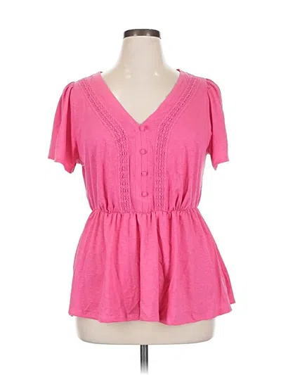 Pre-owned Lane Bryant Short Sleeve Blouse In Pink