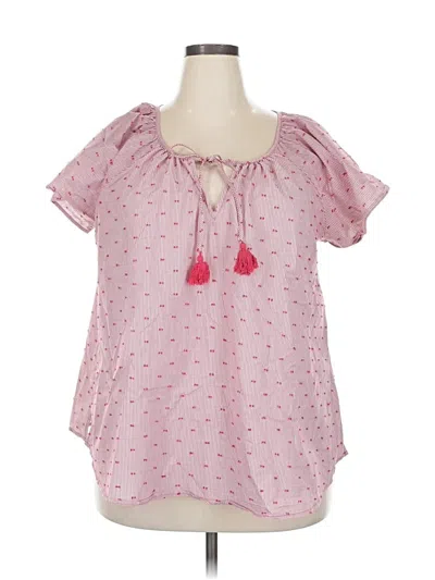 Pre-owned Lane Bryant Short Sleeve Blouse In Pink