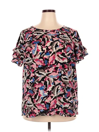 Pre-owned Lane Bryant Short Sleeve Blouse In Pink