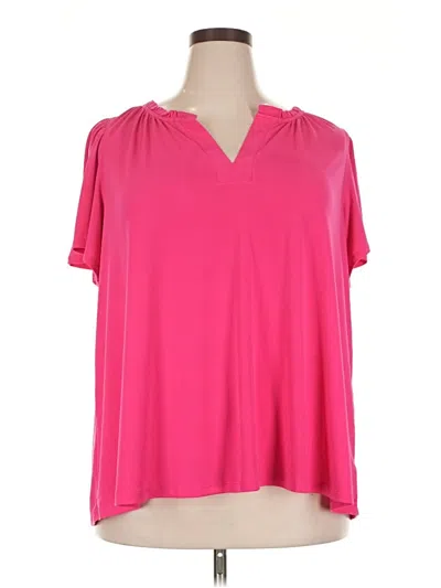 Pre-owned Lane Bryant Short Sleeve Blouse In Pink