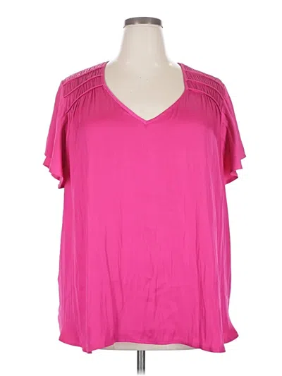 Pre-owned Lane Bryant Short Sleeve Blouse In Pink