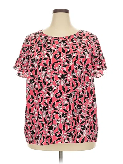 Pre-owned Lane Bryant Short Sleeve Blouse In Pink