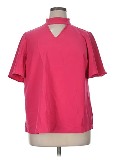 Pre-owned Lane Bryant Short Sleeve Blouse In Pink